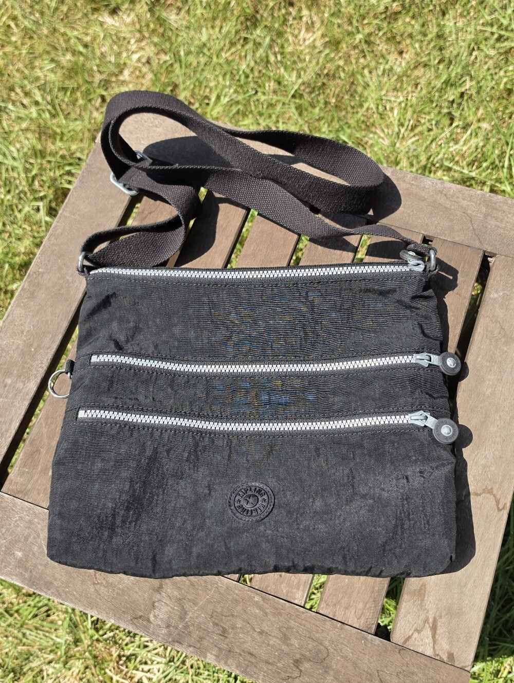 Kipling Alvar‎ Crossbody Bag Black Nylon Multi-Zip Shoulder Purse